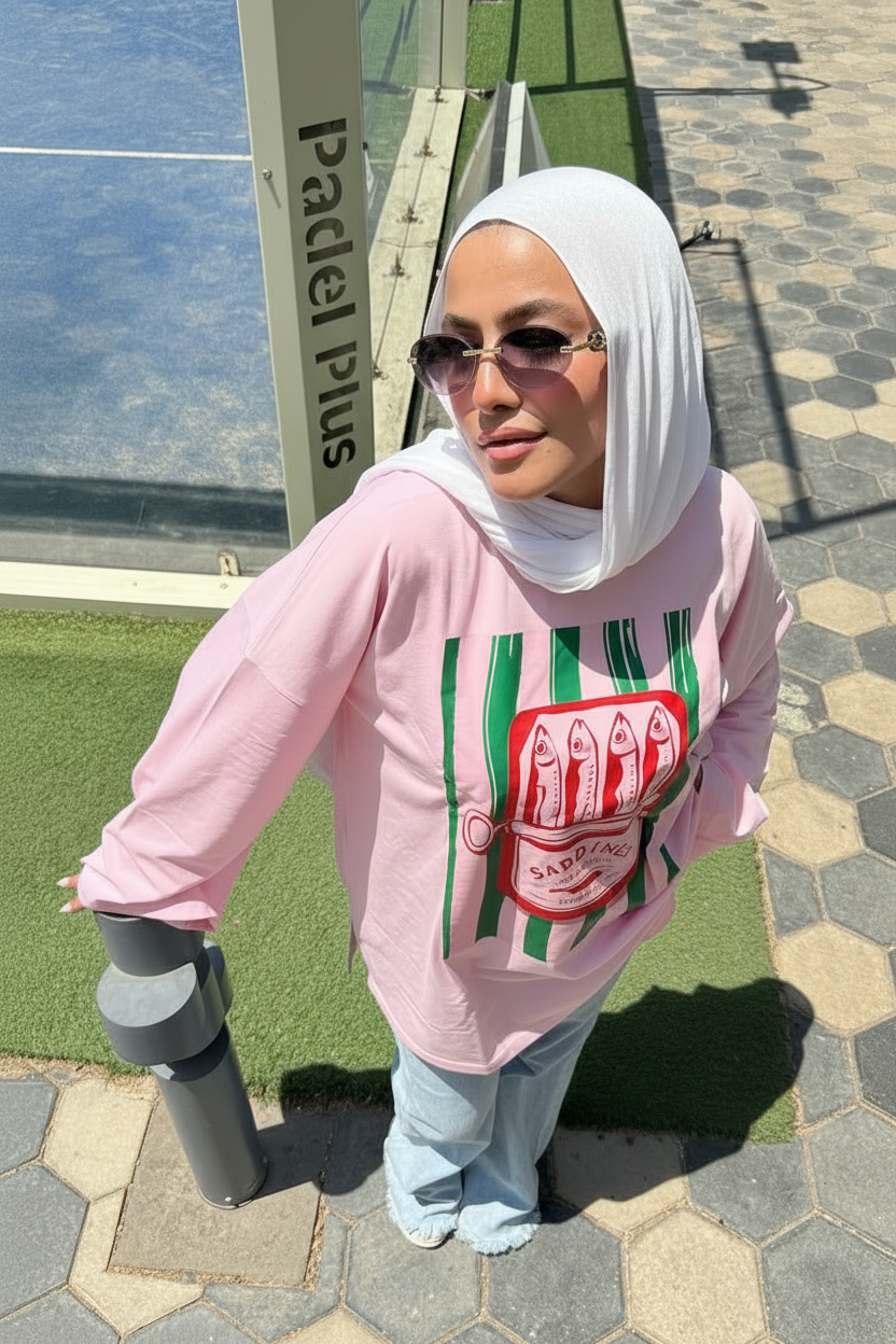 Vintage Sardine Graphic Oversized Tee "